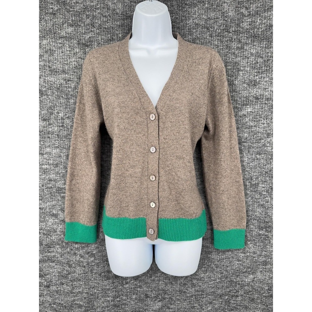 Jumper 1234 Cardigan Sweater Womens Medium Brown V Neck 100% Cashmere‎ Button